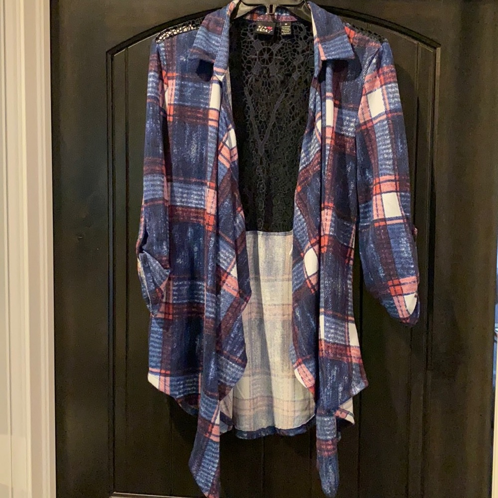 Lightweight springy open cardigan with lace back